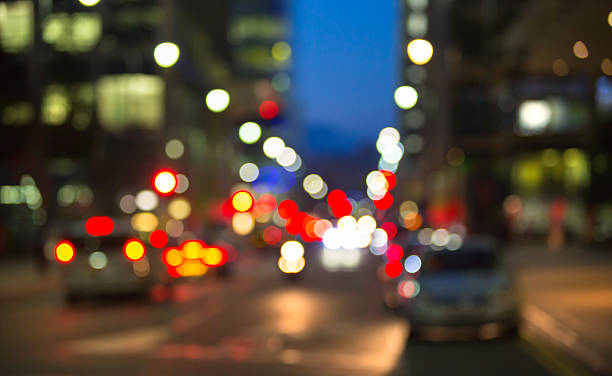 istock Night city lights blur, London 534117162