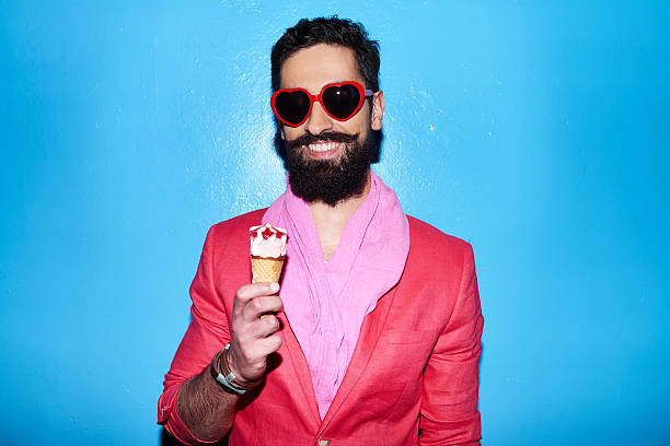Fashion model posing with ice cream