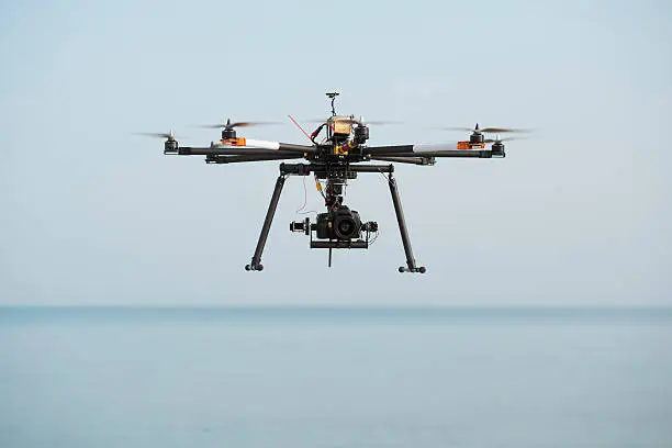 Photo of Drone octocopter with DSLR camera flight.