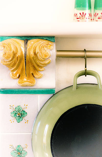 istock Kitchen Pan Hanging, Pretty Ceramic Details, Tea Glasses on Shelf 534127810
