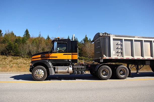 istock Semi truck on a highway 534129473