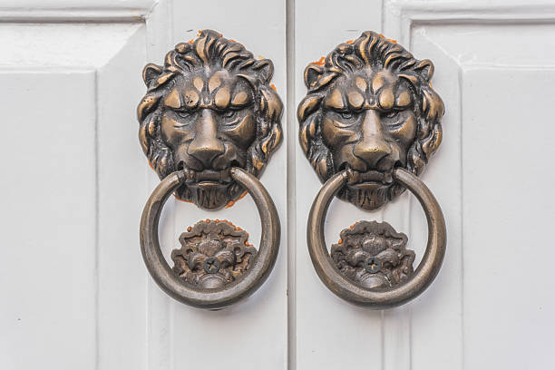 istock Lion knocker on white door 534129553