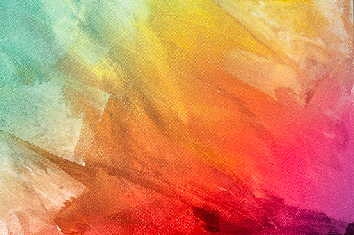 Textured rainbow painting on canvas wallpaper background