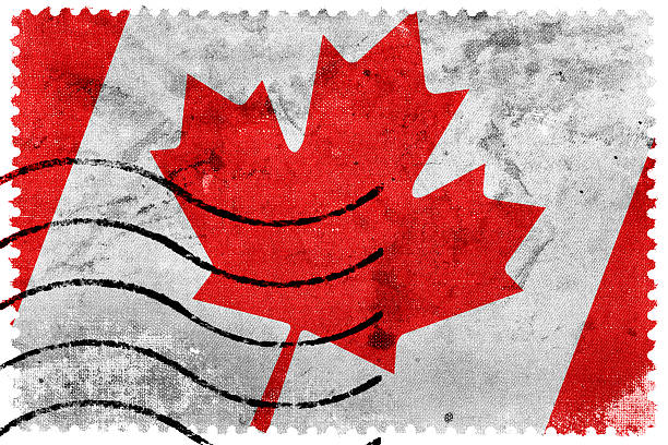 Canada Flag - old postage stamp stock photo