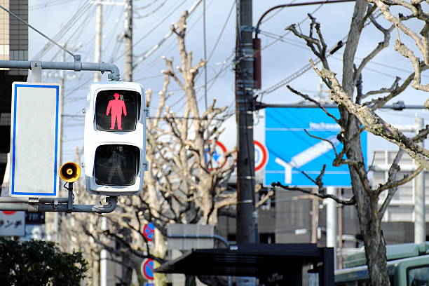 istock Traffic light with red sign for walkers to stop 534131316