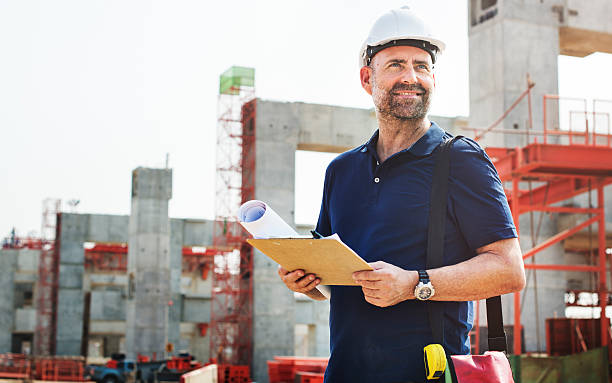 construction worker planning constractor developer concept - i̇nşaat müteahhiti stok fotoğraflar ve resimler