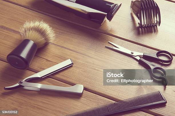 Essentials Tools For Barber Stock Photo - Download Image Now - Hair Salon, Hairdresser, Personal Accessory