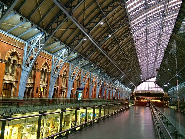 Another view of the St. Pancras Station roof at sunset.