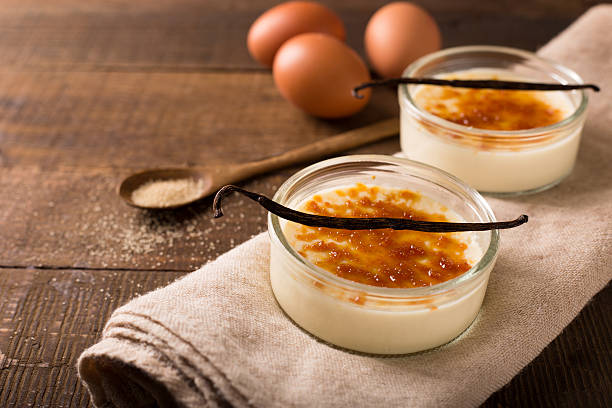 バニラクレムブリュレ - dessert creme brulee food gourmet ストックフォトと画像