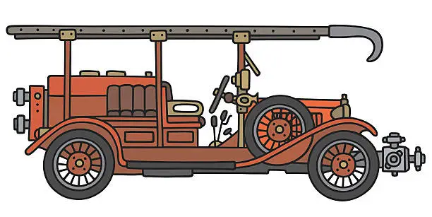 Vector illustration of Vintage fire truck