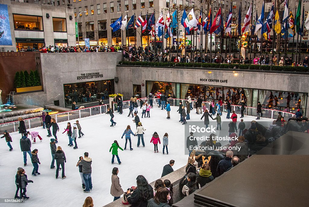 Skating in NYC New York City, New York, USA - November 27, 2009: People ice skating at Rockefeller Center in New York City. 2015 Stock Photo