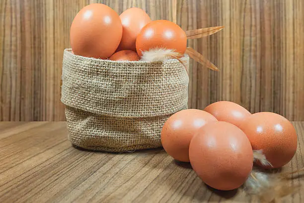 Eggs in basket on wood.eggs.egg.brown.rawfood.