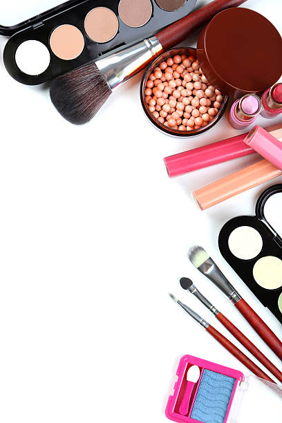 istock Makeup brush and cosmetics on a white background 534136444