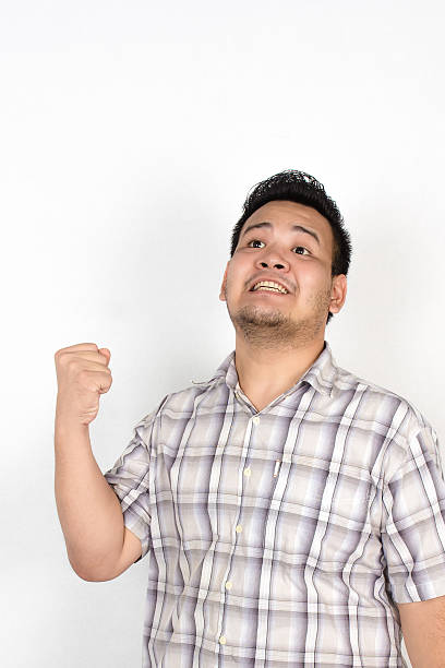 istock Emotion of Asian fat man on white background 534136632