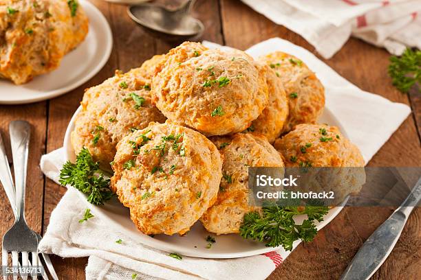 Homemade Cheddar Cheese Biscuits Stock Photo - Download Image Now - 2015, Appetizer, Baked