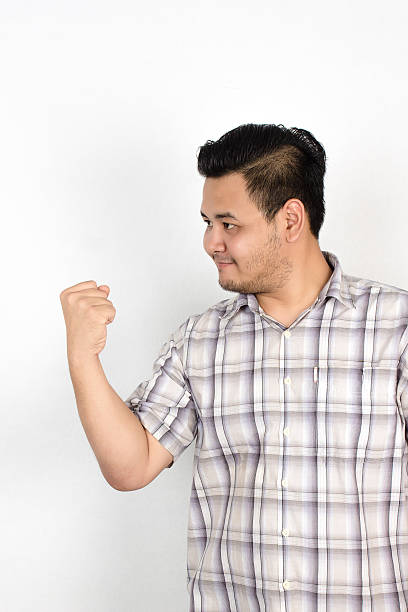 istock Emotion of Asian fat man on white background 534136816