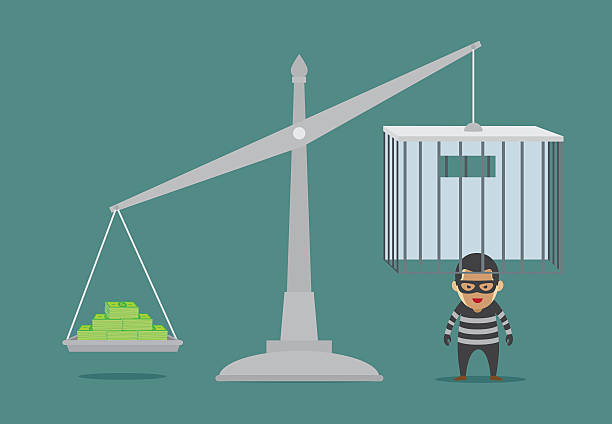 Open prison with money for prisoner release. Place many bond in scales weight for prisoner release from prison. This illustration about bribery or meaning to bail. bail stock illustrations