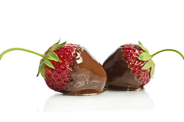 istock Red sweet strawberry in chocolate isolated on white background 534137093