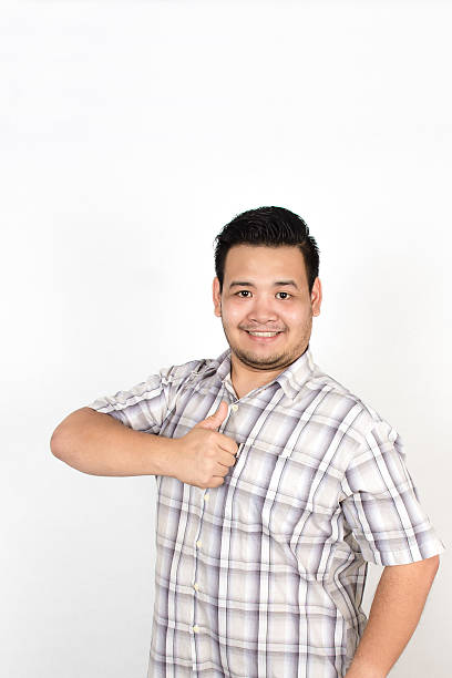 istock Emotion of Asian fat man on white background 534137168