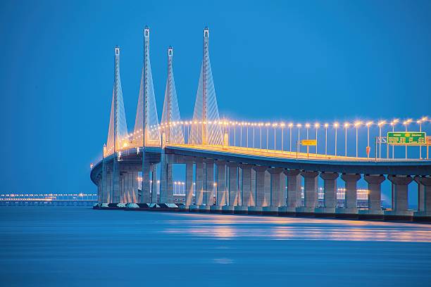 istock 2nd Penang Bridge in Blue Hour in George Town 534137356
