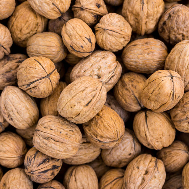 istock Walnut background.  lot of walnuts in the peel 534140229