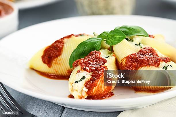 Three Cheese Stuffed Shells Stock Photo - Download Image Now - Conchiglie, Stuffed, 2015