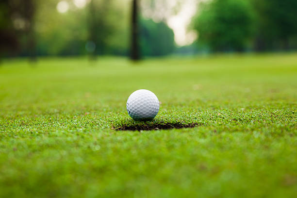 istock Golf ball on green meadow. 534156869