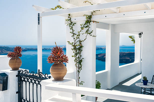 istock Greek house with terrace and sea view 534160963