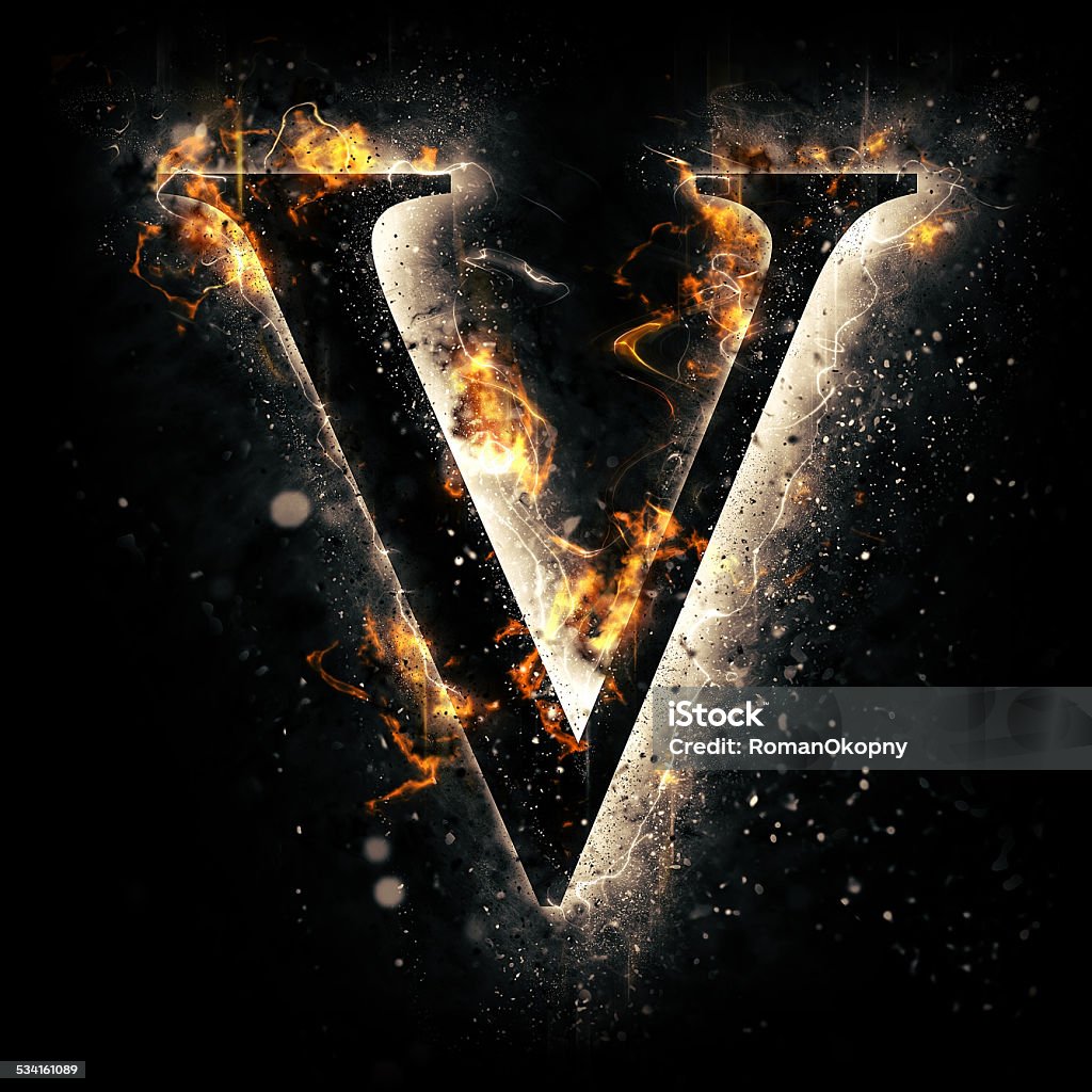 Fire Alphabet Letter V Stock Photo - Download Image Now - Letter V ...