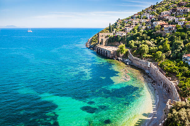 Sea beach in Alanya, Turkey stock photo