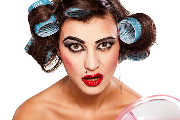 Funny Woman With Curlers And Bad Makeup Stock Photo - Download Image Now - Make-Up, Rudeness, Excess - iStock Funny Woman With Curlers And Bad Makeup Stock Photo - Download Image Now - Make-Up, Rudeness, Excess - iStock