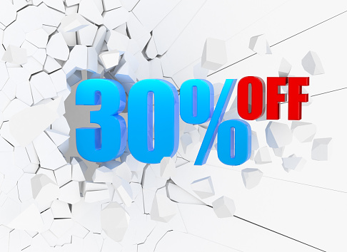 30 percent discount icon on white background