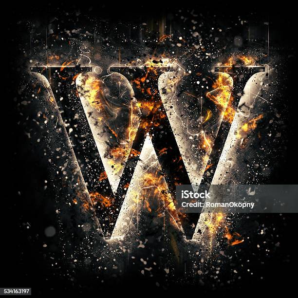 Fire Alphabet Letter W Stock Photo - Download Image Now - 2015, Abstract, Alphabet