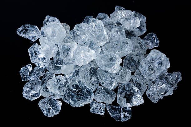 istock Beautiful Ice cubes. White crystals on a black background 534163233