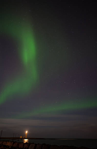 istock Northern lights above a lighthouse in Reykjavik Iceland 534164379