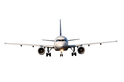 Smaller white airliner isolated on white background