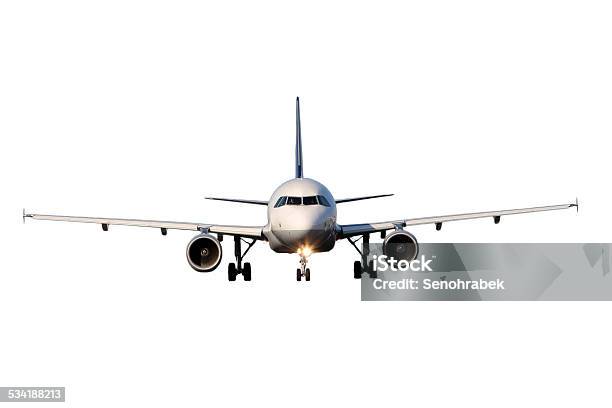 Aircraft Isolated On White Background Stock Photo - Download Image Now - Airplane, Front View, Cut Out