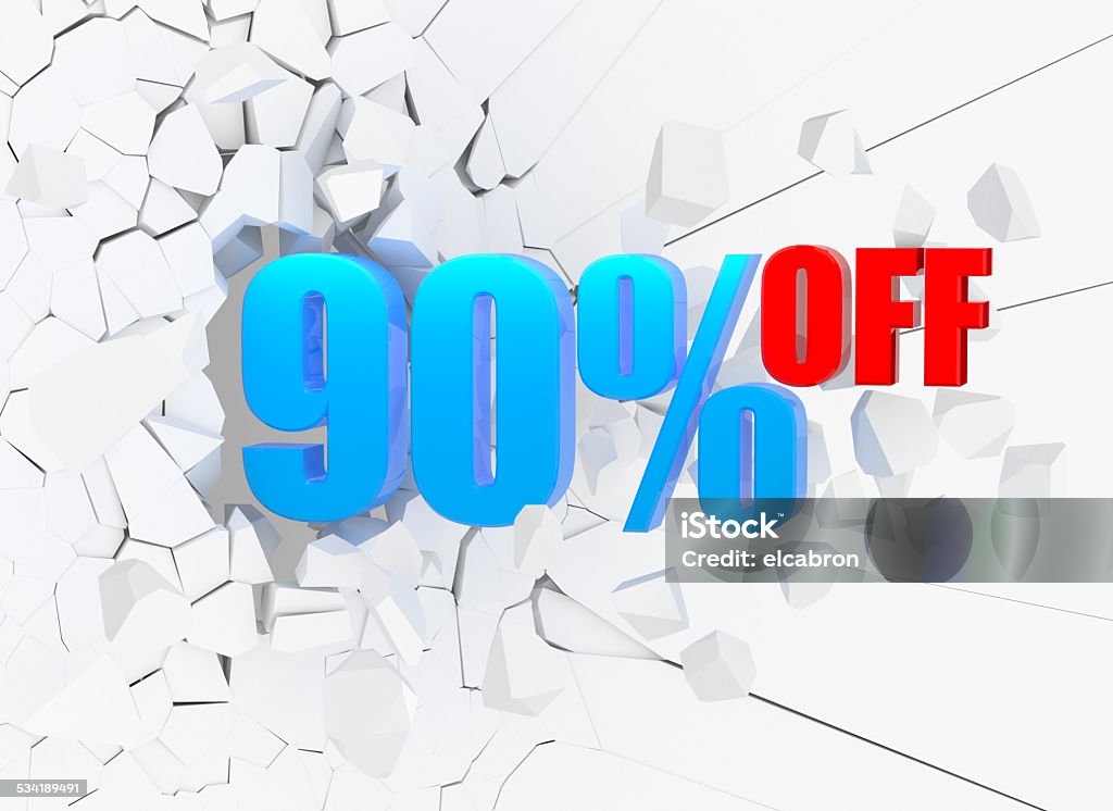 90% OFF 90 percent discount icon on cracked background 2015 Stock Photo