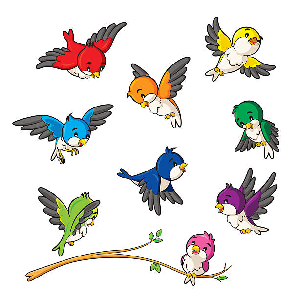 ilustraciones, imágenes clip art, dibujos animados e iconos de stock de pájaros - cute bird