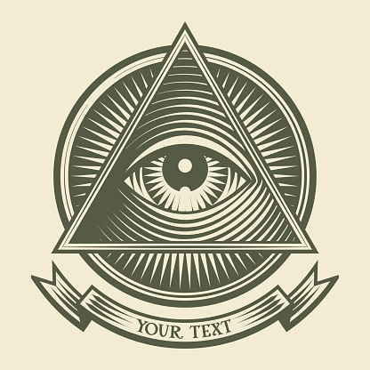 Vector human eye in engraved style.