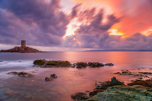 Corniche de l'Esterel, Var, France, Landscape, South - Image Corniche de l'Esterel, French riviera corniche de lesterel stock pictures, royalty-free photos & images