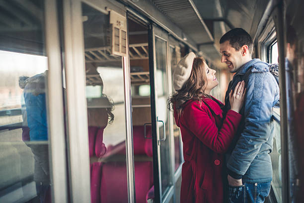 istock Young couple in the train 534191786