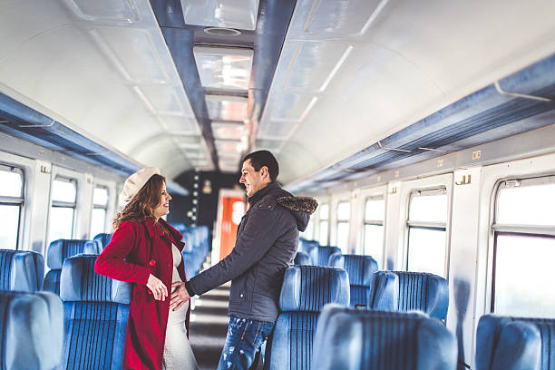 istock Young couple in the train 534192316