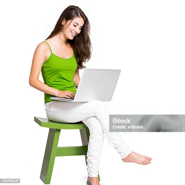 Working At Home With A Laptop Stock Photo - Download Image Now - 2015, Adult, Beautiful People
