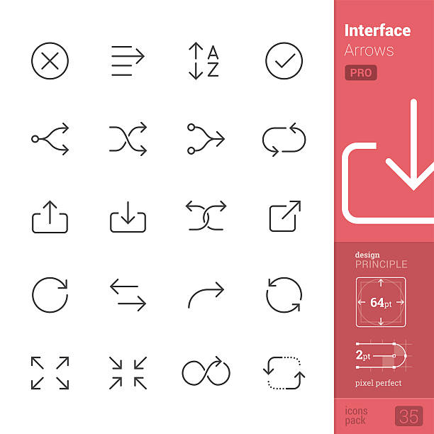 ilustrações de stock, clip art, desenhos animados e ícones de interface de setas esboço de vetor ícones-pro pack - letter a internet infographic arrow sign