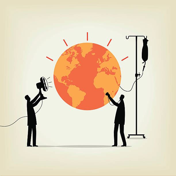 Earth Aid Trying to stop global warming. earth first aid stock illustrations