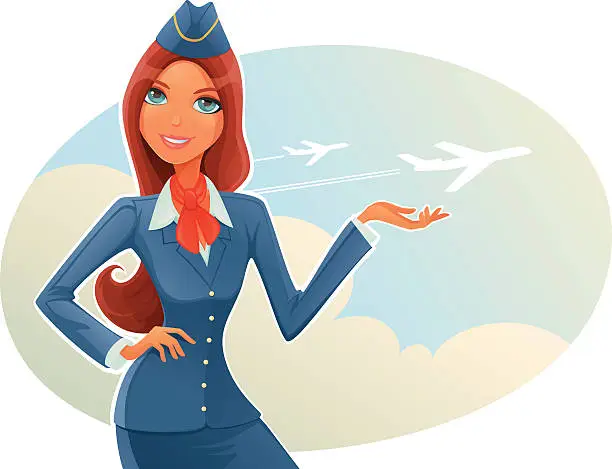 Vector illustration of The Stewardess