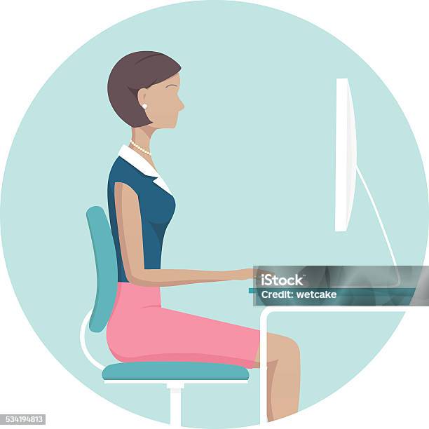 Ilustración de Mujer Usando Una Computadora y más Vectores Libres de Derechos de Trabajar - Trabajar, Escritorio, Ilustración
