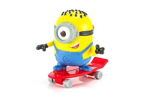 carl rocket minion toy character from despicable me animation movie. - happy meal stockfoto's en -beelden