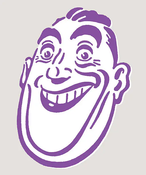 Vector illustration of Smiling Man with Large Chin